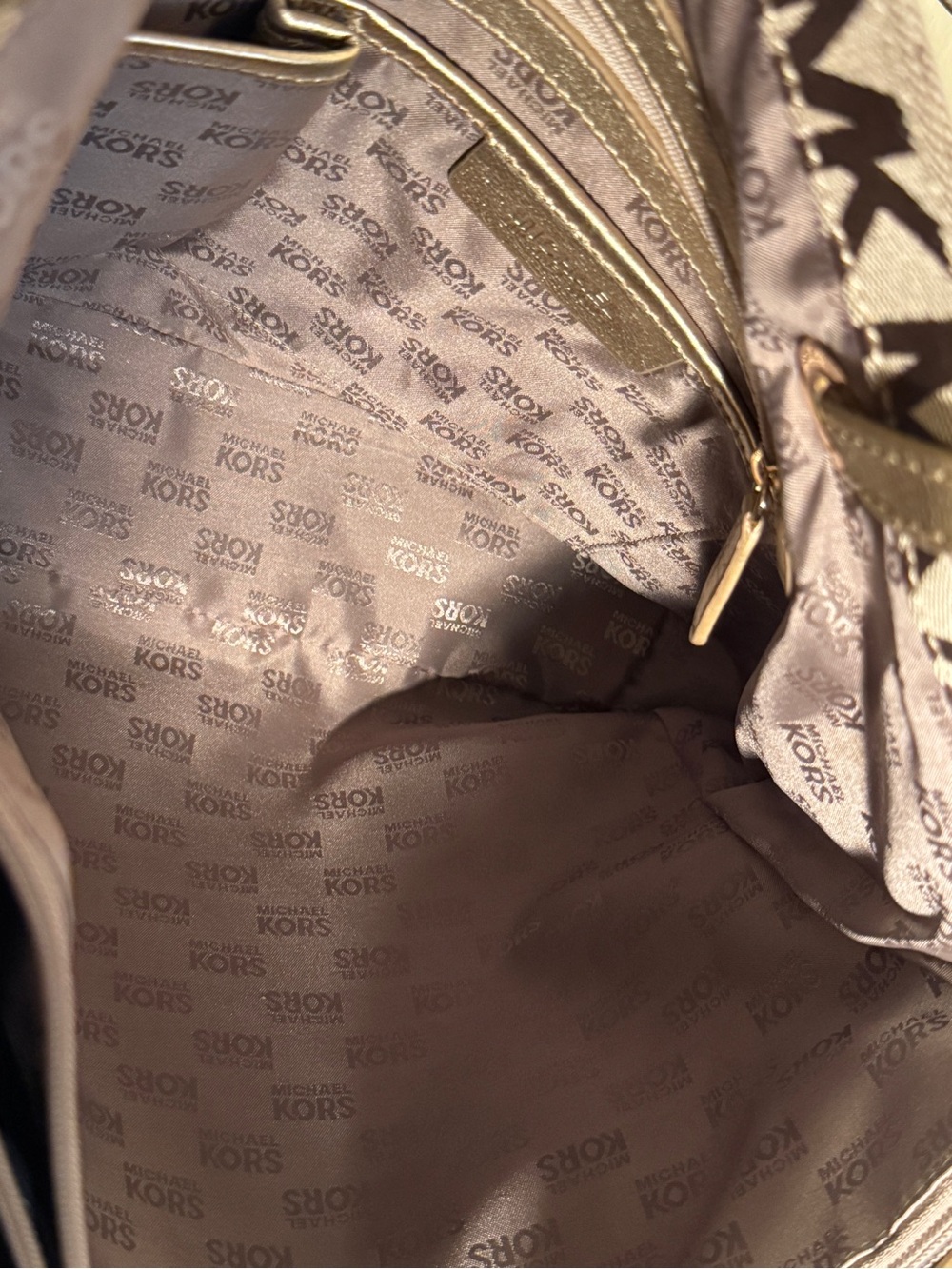 A Michael Kors Brown MK Logo Tote with Gold Hardware - Picture 9 of 11